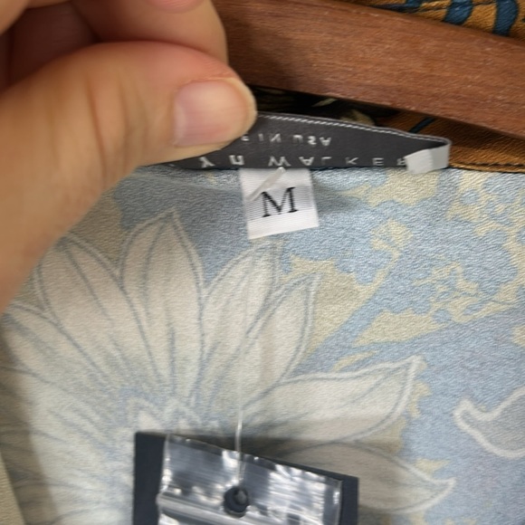 NWT Bryn Walker Bellagio Floral Print Alabama Shirt Tunic Ochre Teal Medium - Picture 8 of 16